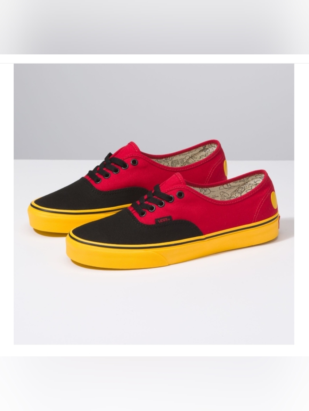 Vans X Disney 90th Anniversary Mickey Mouse Red Black Yellow Shoes